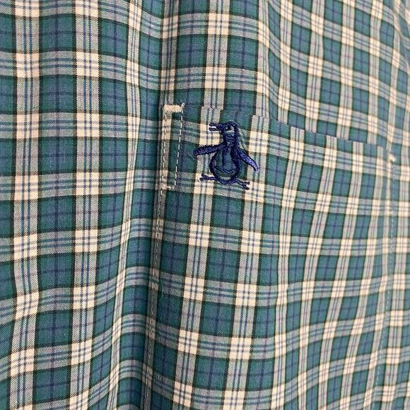 Penguin Heritage Slim Fit 2xl Men Long Sleeve Button Up Shirt Blue Plaid XXL - Picture 4 of 8
